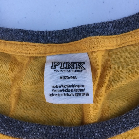 Pink Victoria Secret gold Gray M 3/4 arm top - Picture 2 of 3